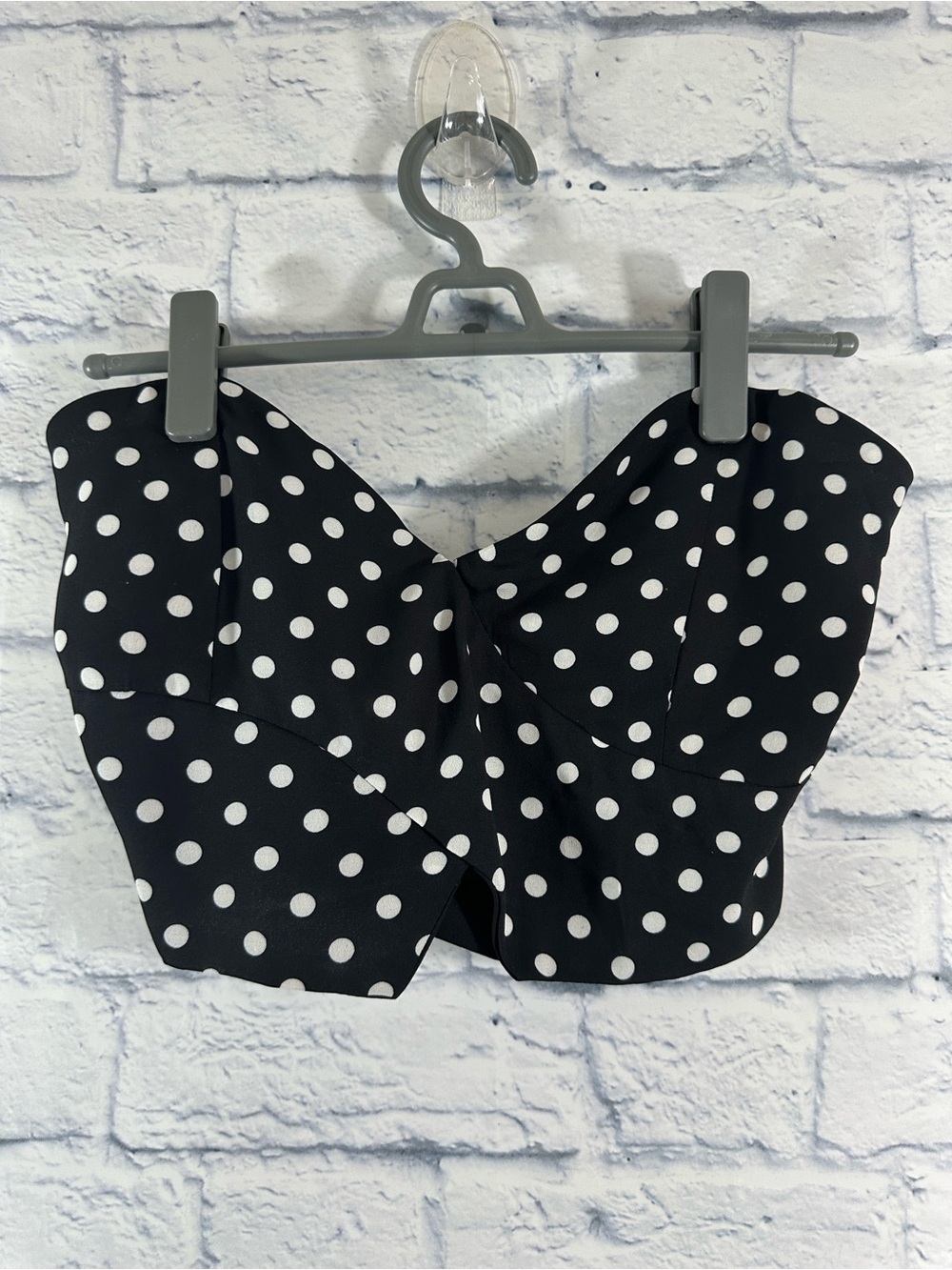 Revamped Women Black White Cropped Polka Dot Sleeveless Bustier Corset Top Sz XL